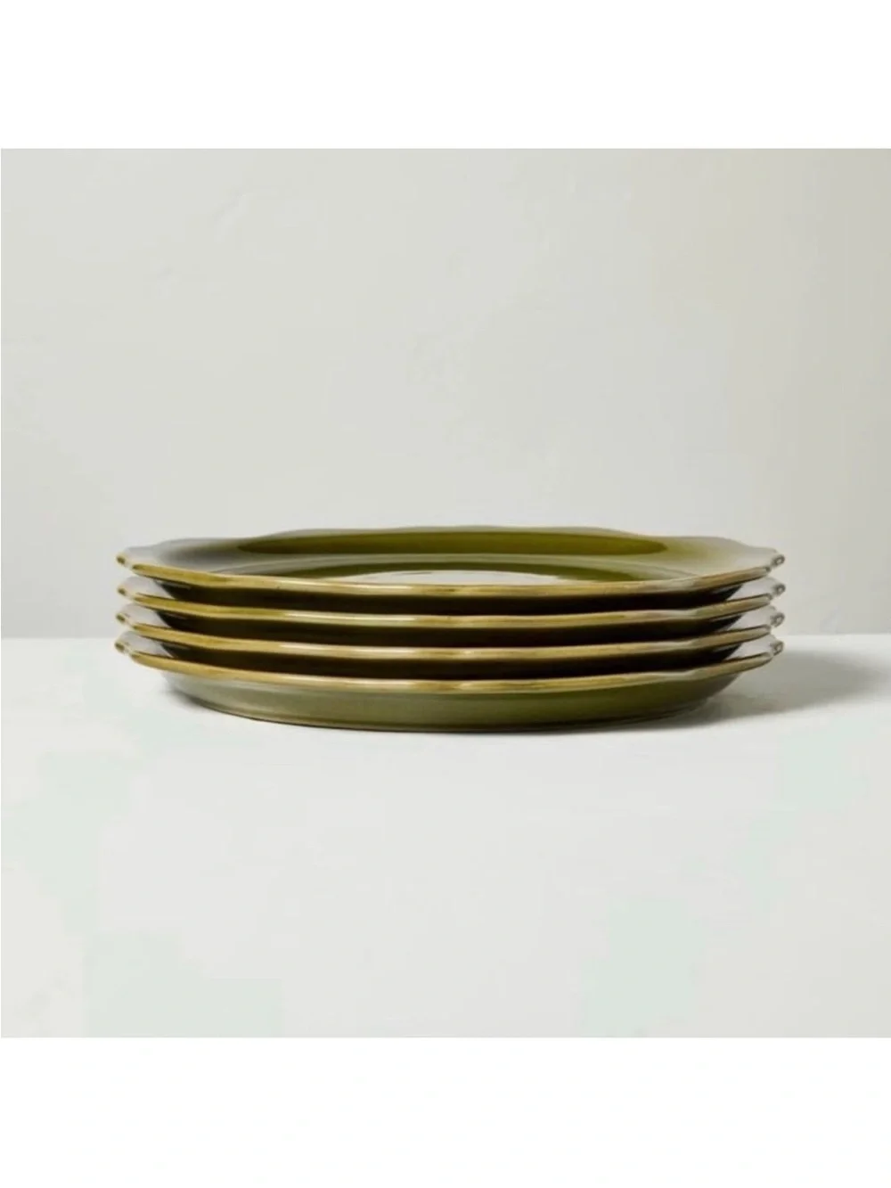 (Set of 2) Carved Edge Salad Plate Green - Hearth & Hand with Magnolia NEW